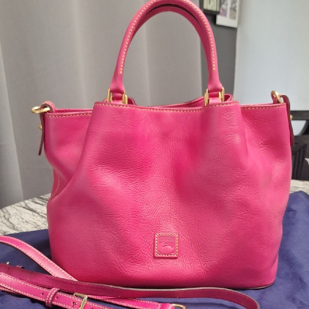 Dooney and Bourke Florentine Leather Brenna, Fuchsia, EEUC